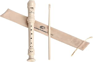 Soprano Recorder Instrument for Kids&Student - German Fingering 8 Hole Flute ABS Descant Recorders for Beginners with Cleaning Rod and Bag, Beige