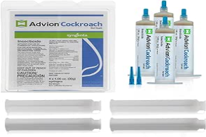 Advion Cockroach Gel Bait, 4 Tubes x 30-Grams, 1 Plunger and 2 Tips, German Roach Insect Pest Control, Indoor and Outdoor Use, Roach Killer Gel for American, German and Other Major Cockroach Species
