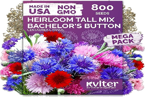 KVITER 800 Mix Bachelor Button Seeds (Centaurea cyanus) – Cornflower Seed Mix, Bachelor Buttons Wild Flowers Seed Packets – Blue Cut Flower Seeds for Planting Indoor & Outdoor Garden, Containers