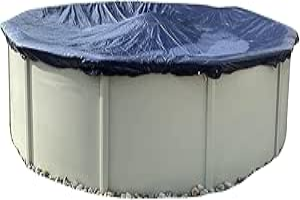 WC18R Aboveground Pool Winter Cover 18’ Ft. Round, 8-Year Warranty Includes Winch and Cable, Superior Strength & Durability, UV Protected, 18', Solid Blue
