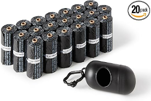 Amazon Basics Dog Poop Leak Proof Bags with Dispenser and Leash Clip, Unscented, 13" x 9" Large Size, 300 Count