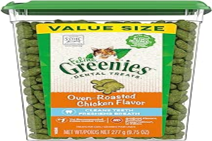 FELINE GREENIES Adult Dental Cat Treats, Oven Roasted Chicken Flavor, 9.75 oz. Tub