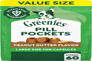 Greenies Pill Pockets for Dogs Large Size, Dog Treat Pouch for Capsule Medication, Peanut Butter Flavor, 15.8 oz. Pouch
