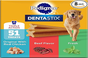 Pedigree Dentastix Large Dog Treats, Original, Beef & Fresh, 2.73 lb. Variety Pack (51 Treats Total)