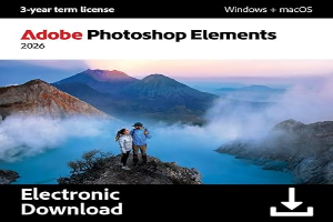 Adobe Photoshop Elements 2026 | Software Download | Photo Editing | 3-year term license | Activation Required [PC/Mac Online Code]