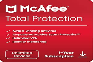McAfee Total Protection 2024 | Unlimited Devices | Cybersecurity Software Includes Antivirus, Secure VPN, Password Manager, Dark Web Monitoring | Download