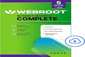 Webroot Internet Security Complete | Antivirus Software 2026 | 5 Device | 1 Year Download for PC/Mac/Chromebook/Android/IOS + Password Manager, Performance Optimizer