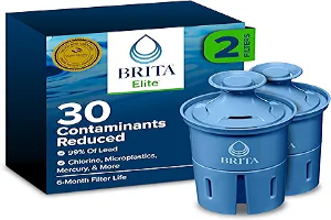 Brita Filter Replacements for Water Pitchers and Dispensers, Elite, NSF Certified to Remove 99% of Lead, 2 Count, Blue