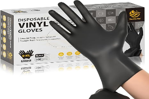 SWIFTLITE Black Vinyl Gloves, Food Grade Gloves Disposable Latex Free & Powder Free, Guantes for Cleaning Cooking Food Prep