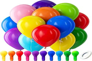 Bezente Assorted Rainbow Latex Balloons, 100 Pack 12 inch Round Helium Bright Color Balloons for Birthday Baby Shower Wedding Party Decorations