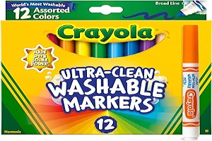 Crayola Broad Line Markers (12ct), Washable Markers for Kids, Classroom Supplies for Teachers, Kids Back to School Supplies, 3+