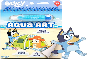 Horizon Group USA Bluey Aqua Art - Reusable Water Reveal Activity Pages With Water Pen for No-Mess Drawing and Coloring