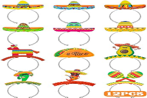 Melisheer Cinco De Mayo Decorations, Sombrero Party Hats, Mexican Colorful Cardboard Headbands, Fiesta Head Toppers Decor