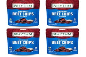 Rhythm Superfoods Cripsy Beet Chips, Salted, Organic and Non-GMO, Vegan/Gluten-Free Superfood Snacks, 1.4 Oz (Pack of 4)