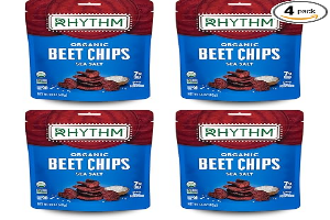 Rhythm Superfoods Cripsy Beet Chips, Salted, Organic and Non-GMO, Vegan/Gluten-Free Superfood Snacks, 1.4 Oz (Pack of 4)