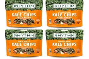 Rhythm Superfoods Kale Chips, Zesty Nacho, Organic and Non-GMO, 2.0 Oz (Pack of 4), Vegan/Gluten-Free Superfood Snacks