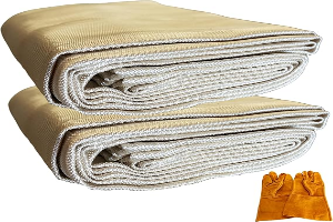 Supa Ant 6x8ft. Welding Blanket Fireproof (Pack of 2) - Heavy Duty Weld Fire Blanket Tools - Welders Cover for Men Curtain with Gloves - Large Welding Gear for Welder Accessories