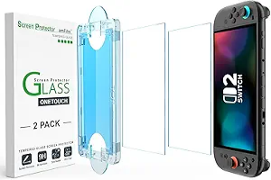 amFilm Auto-Alignment OneTouch for Nintendo Switch 2 Screen Protector [7.9''] 2025 Tempered Glass, Accessories, 30 seconds Installation, Bubble Free, Scratch Resistant, Touch Sensitive, Transparent [2 Pack]